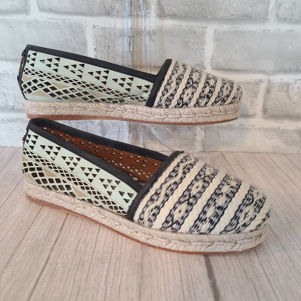 Cobra Society Molly Wool Leather Laser Cut Tapestry Espadrilles Shoes NEW 6.5